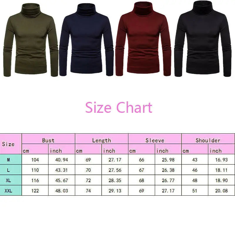 Mens Turtleneck Sweaters Casual Thermal Long Sleeve