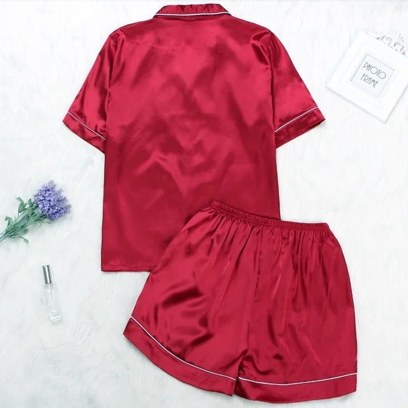 Womens Silk Satin Pajamas Set Sleepwear