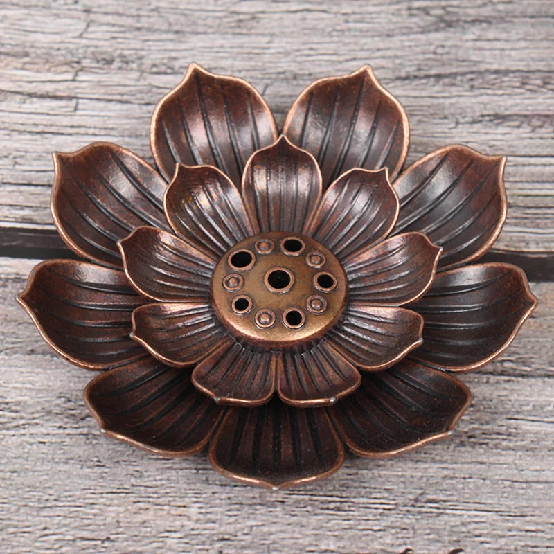 Alloy Incense Burner Stick Holder Buddhism Coil Lotus Censer
