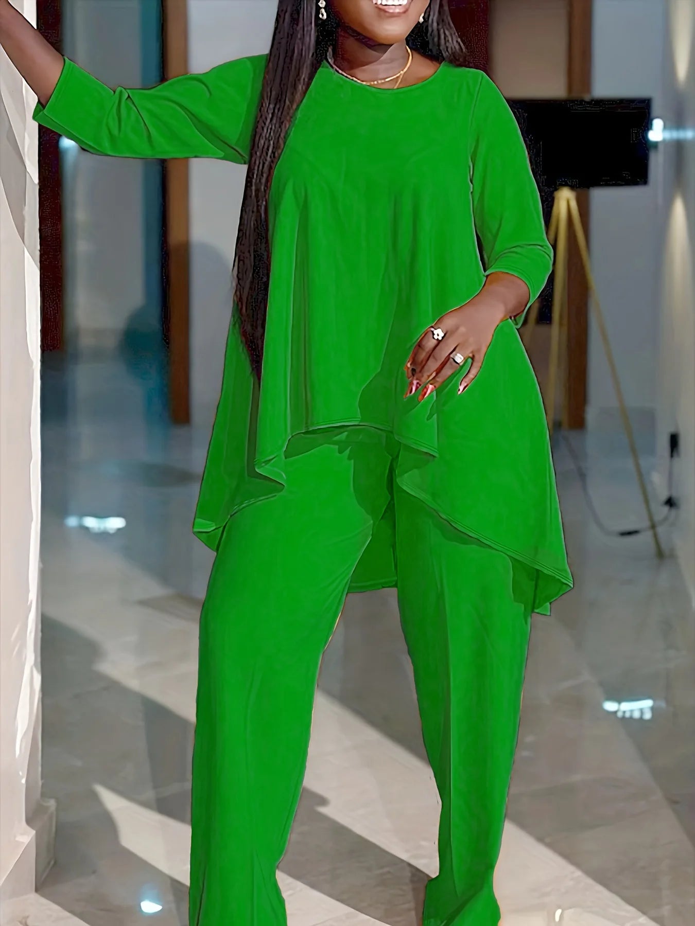 Plus Size Pants Sets Women Two Piece Set