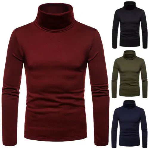 Mens Turtleneck Sweaters Casual Thermal Long Sleeve
