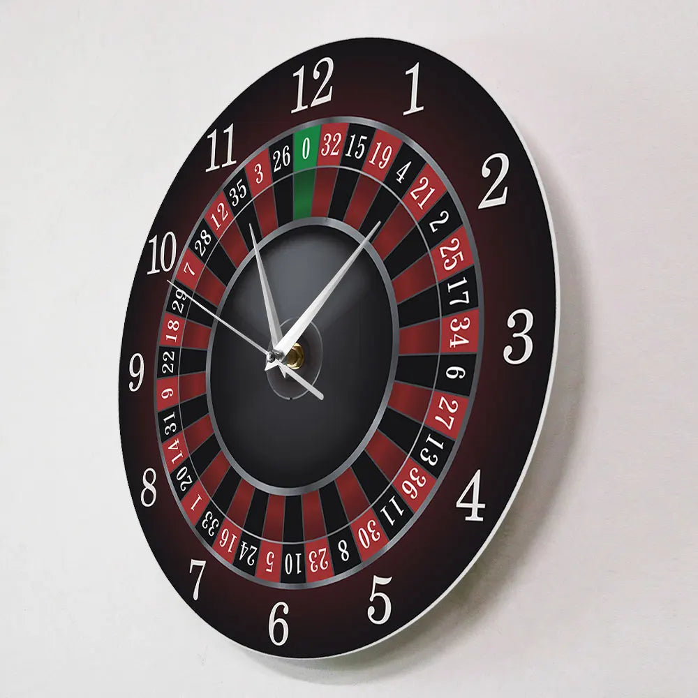 Poker Roulette Silent Non Ticking Wall Clock