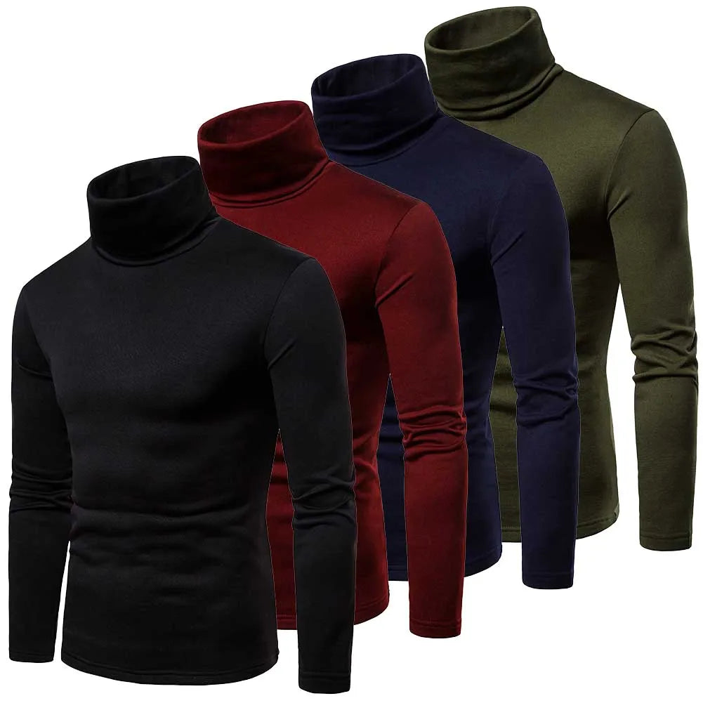 Mens Turtleneck Sweaters Casual Thermal Long Sleeve
