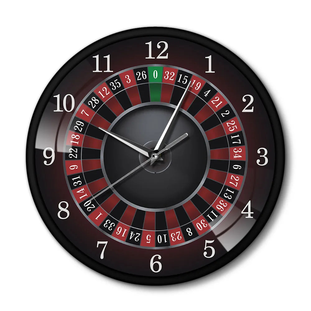 Poker Roulette Silent Non Ticking Wall Clock