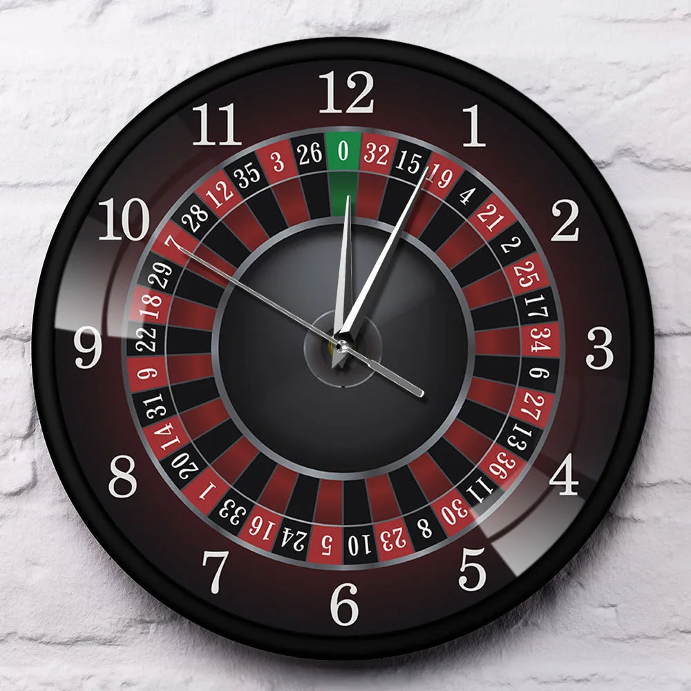 Poker Roulette Silent Non Ticking Wall Clock