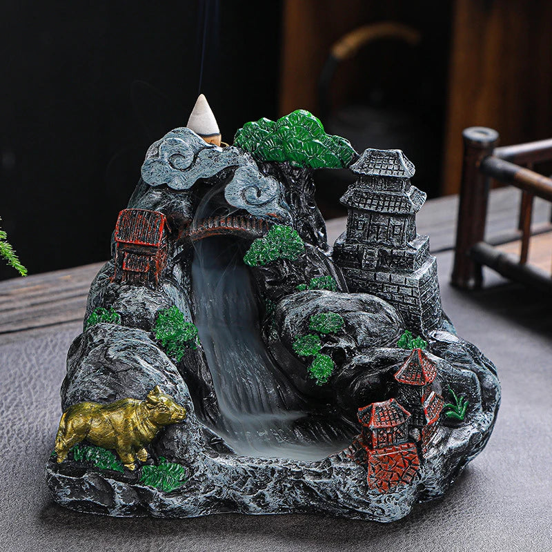 Multi style Mountains River Waterfall Incense Burner Fountain