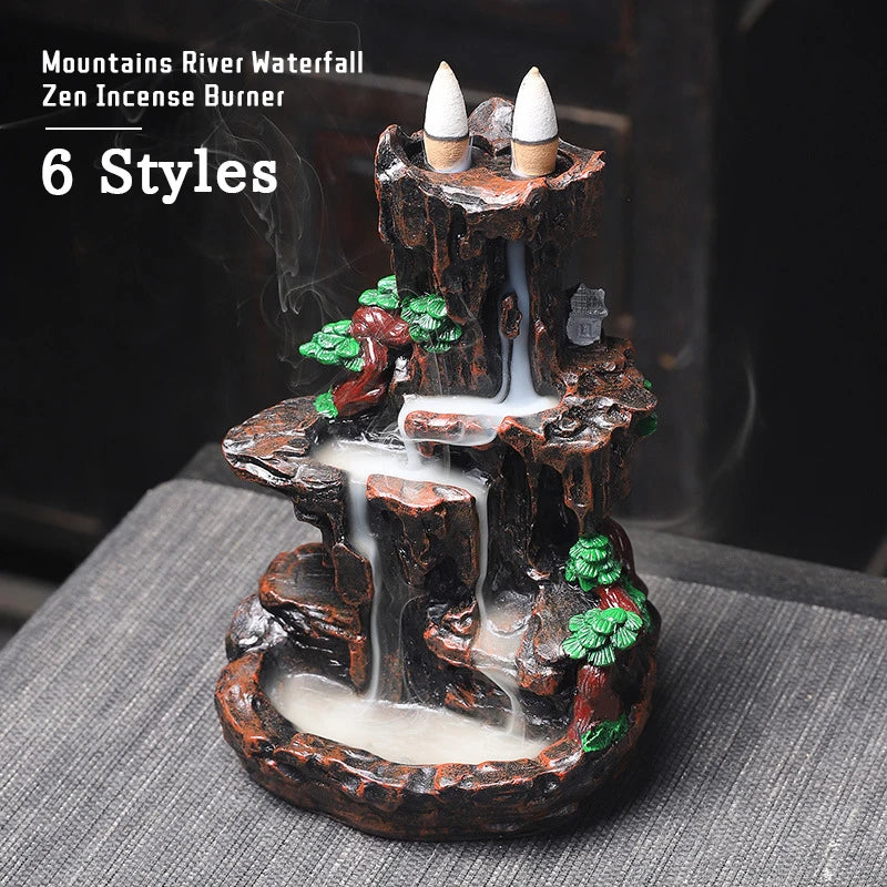 Multi style Mountains River Waterfall Incense Burner Fountain