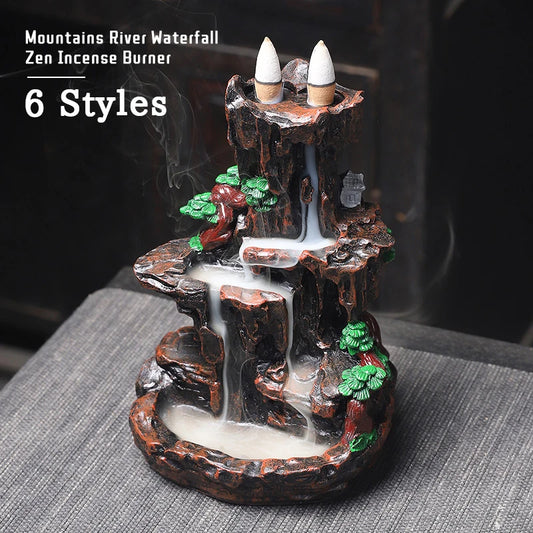 Multi style Mountains River Waterfall Incense Burner Fountain