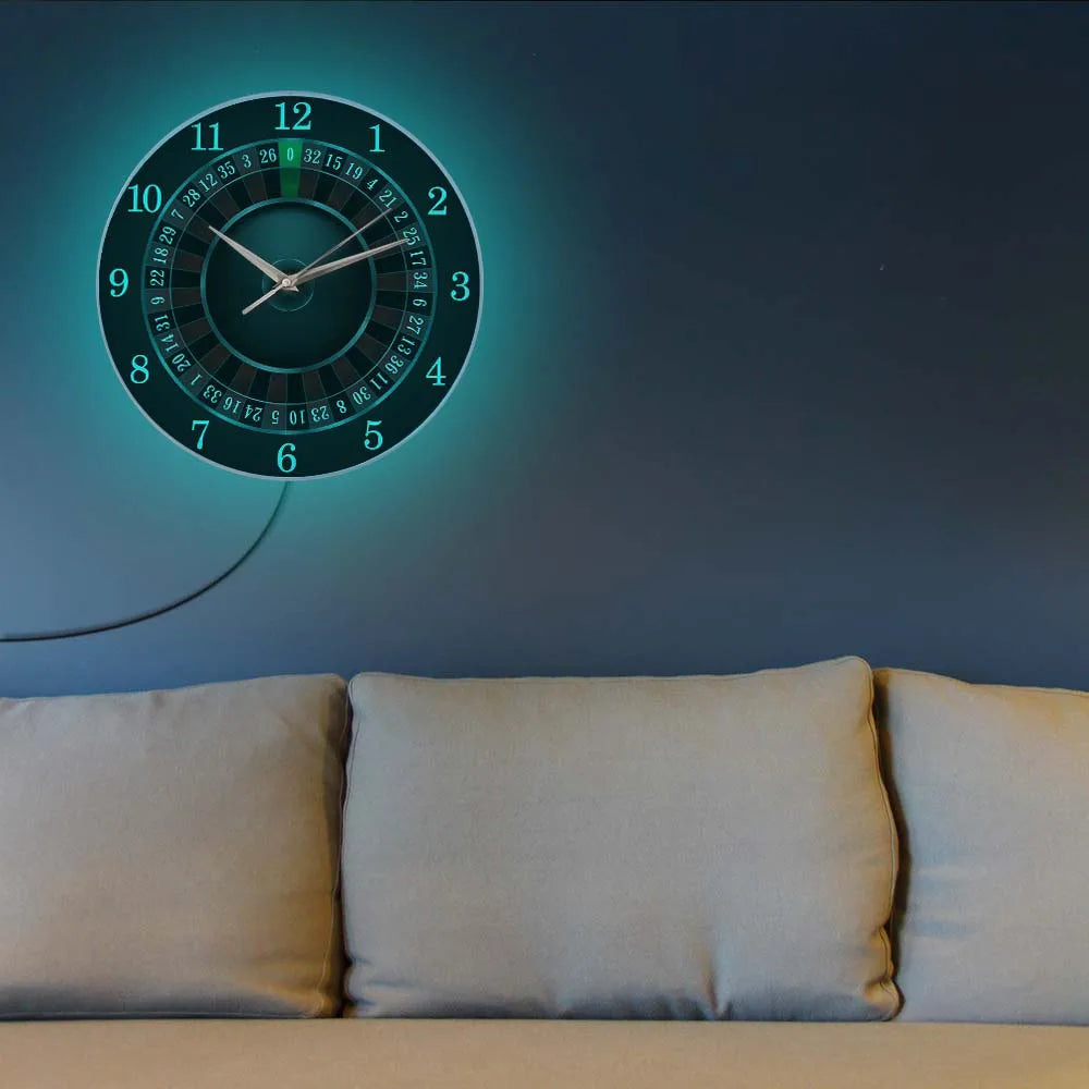 Poker Roulette Silent Non Ticking Wall Clock