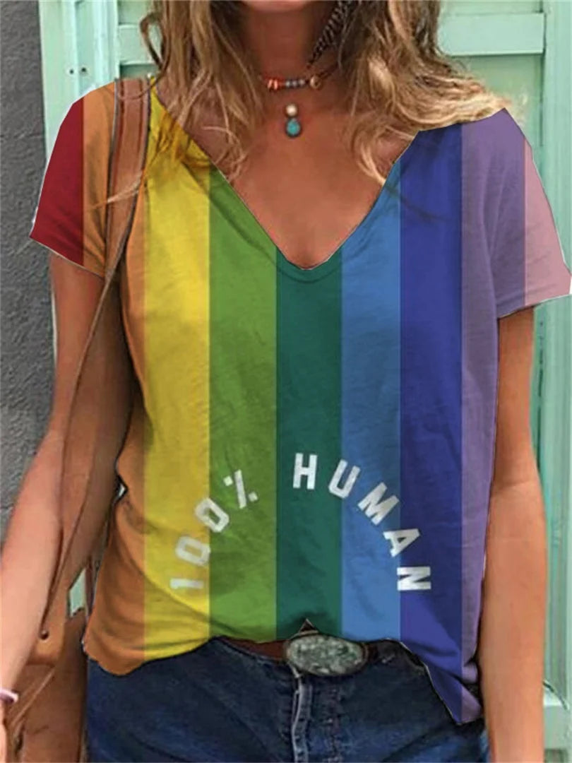 Women's T-shirt Rainbow Print