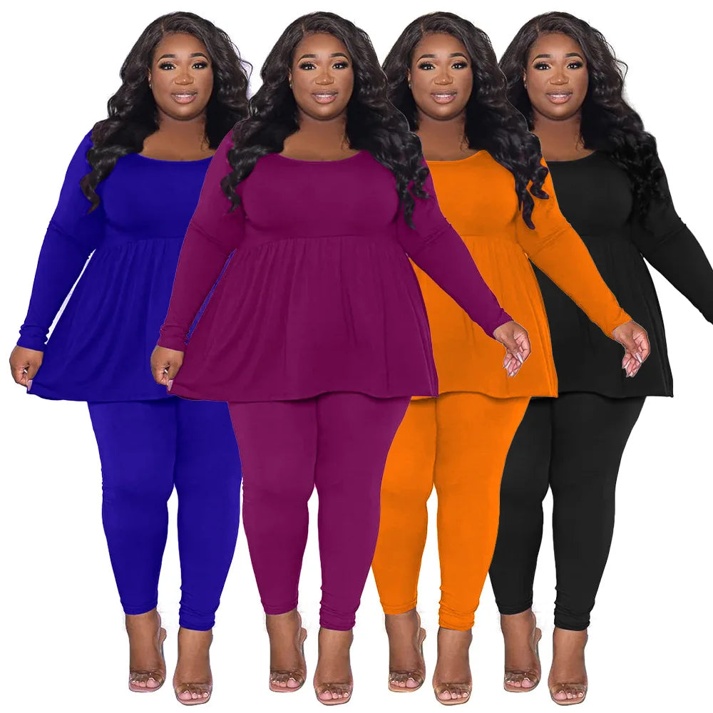 Plus Size Pants Sets Womens Two Piece Set