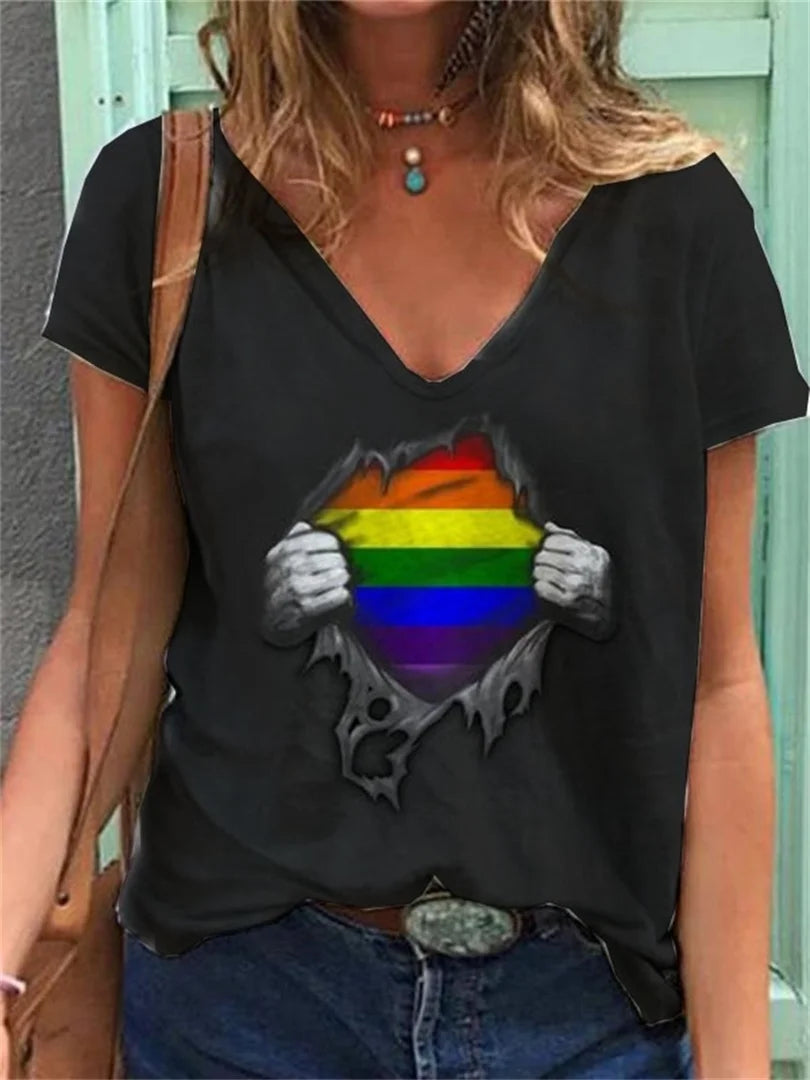 Women's T-shirt Rainbow Print