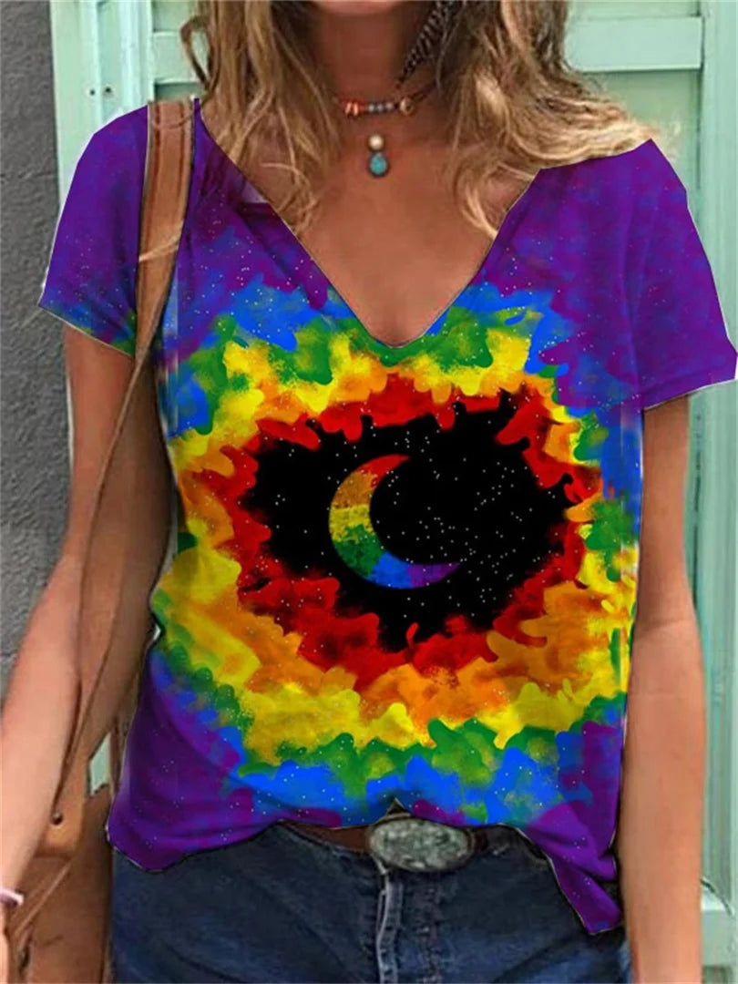 Women's T-shirt Rainbow Print