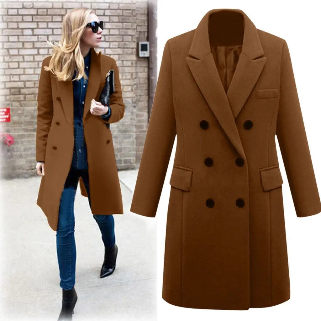Mid-Length Autumn and Winter Coat Double Breasted