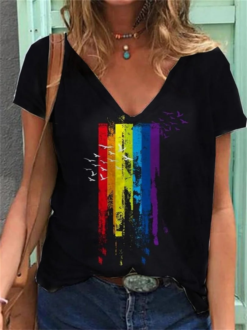 Women's T-shirt Rainbow Print