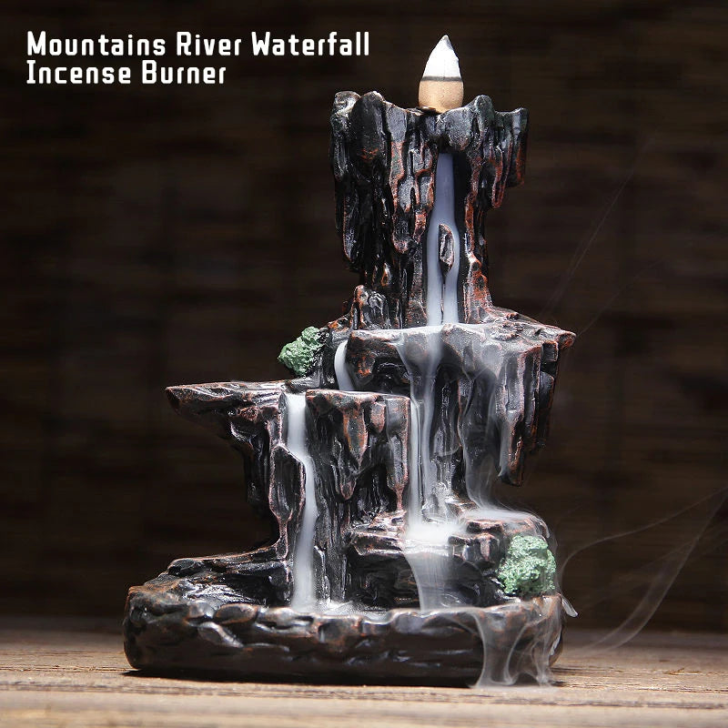 Multi style Mountains River Waterfall Incense Burner Fountain