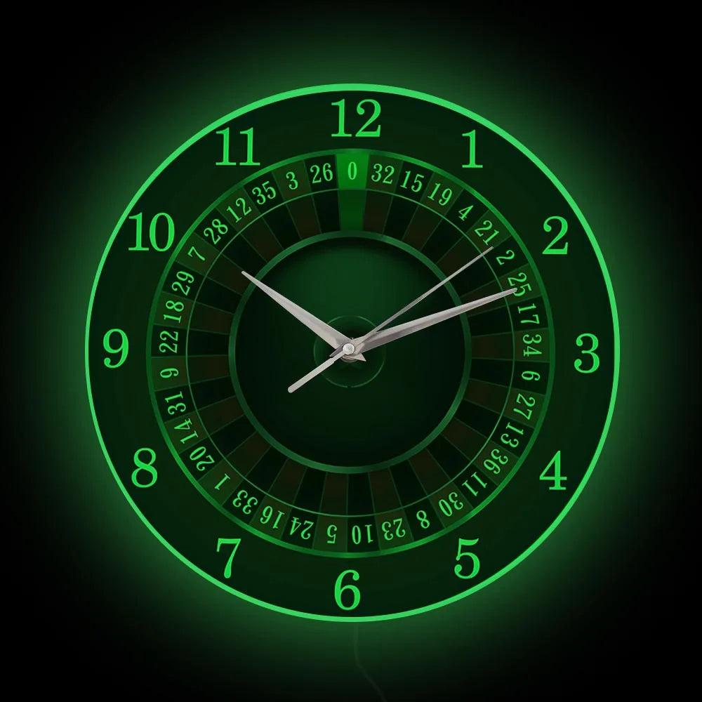 Poker Roulette Silent Non Ticking Wall Clock