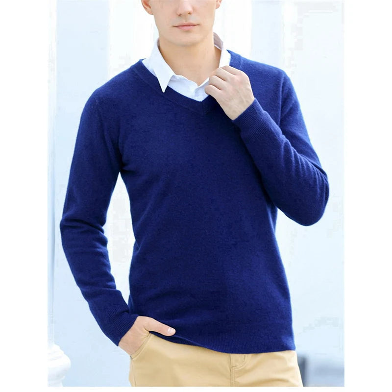 Plus Size 5XL Men's Cashmere V-neck Pullover