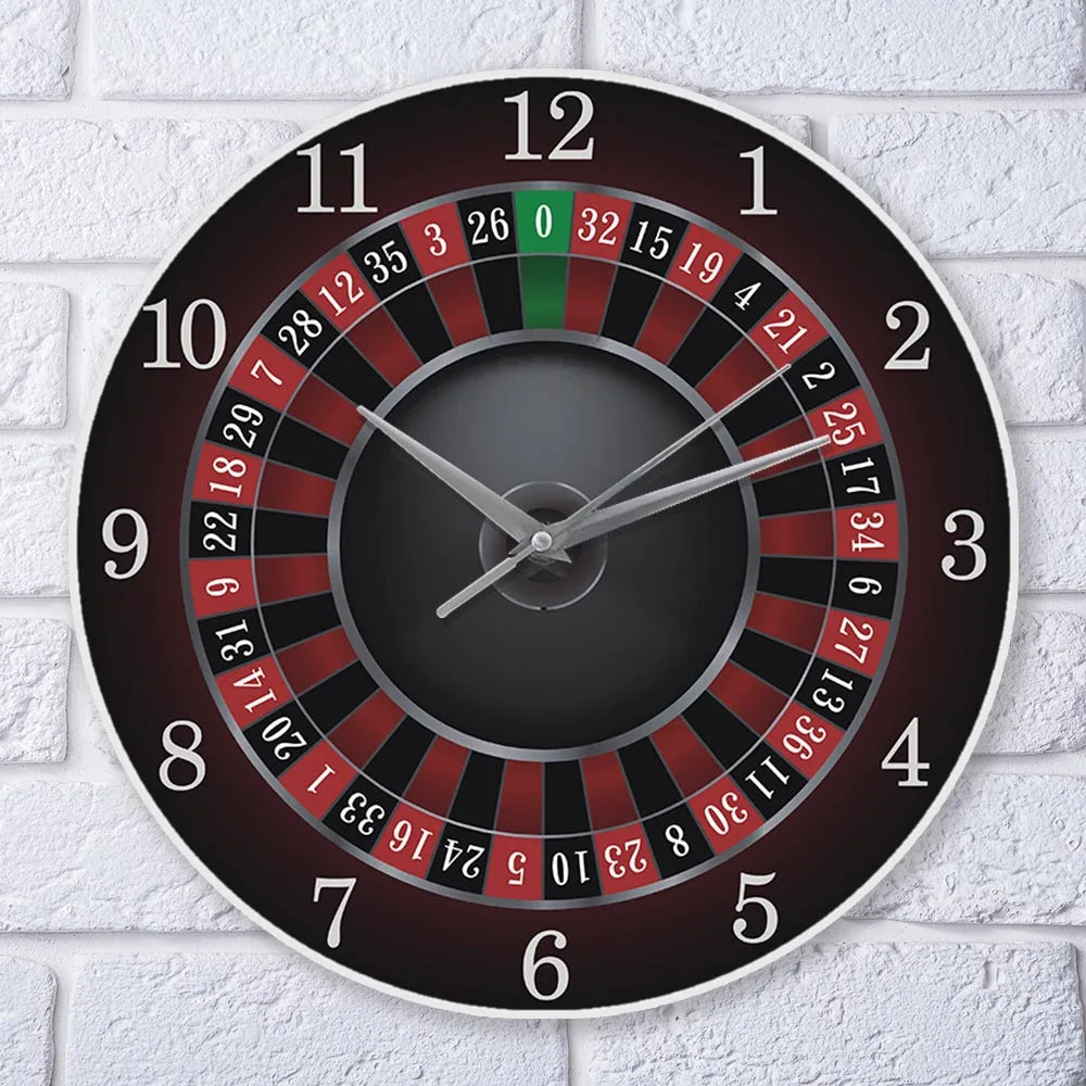 Poker Roulette Silent Non Ticking Wall Clock