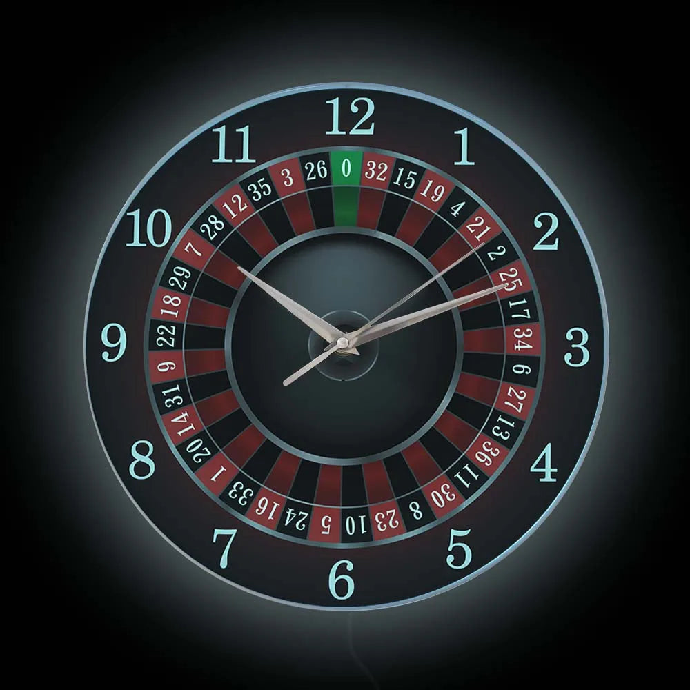 Poker Roulette Silent Non Ticking Wall Clock