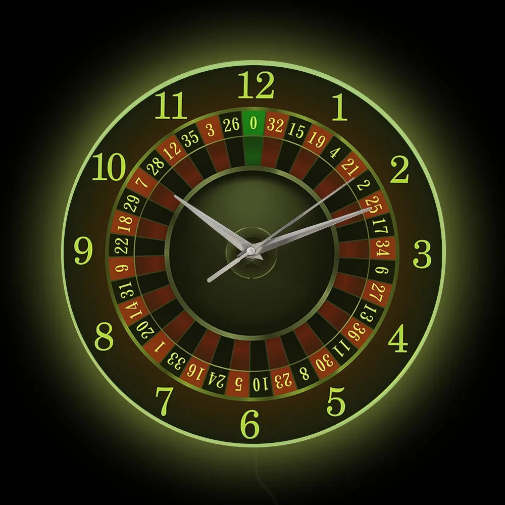 Poker Roulette Silent Non Ticking Wall Clock
