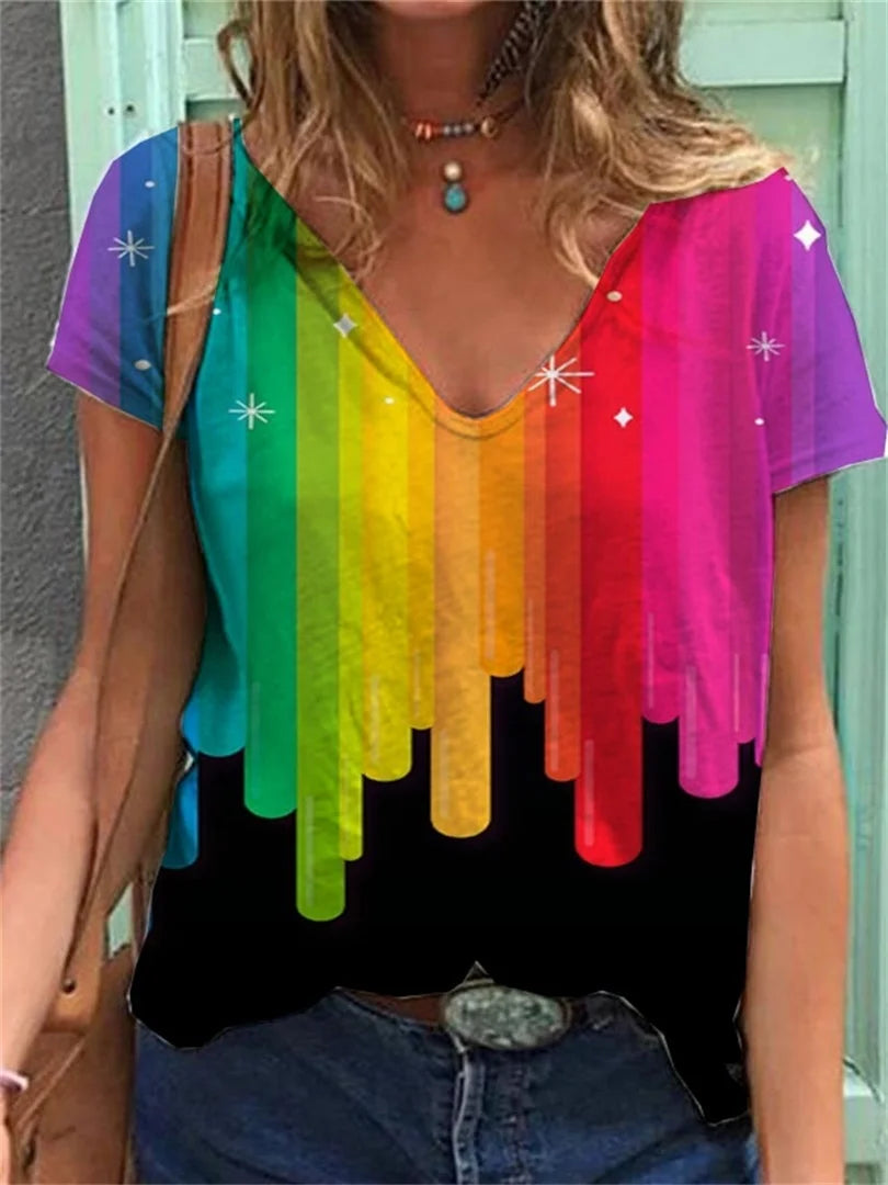 Women's T-shirt Rainbow Print