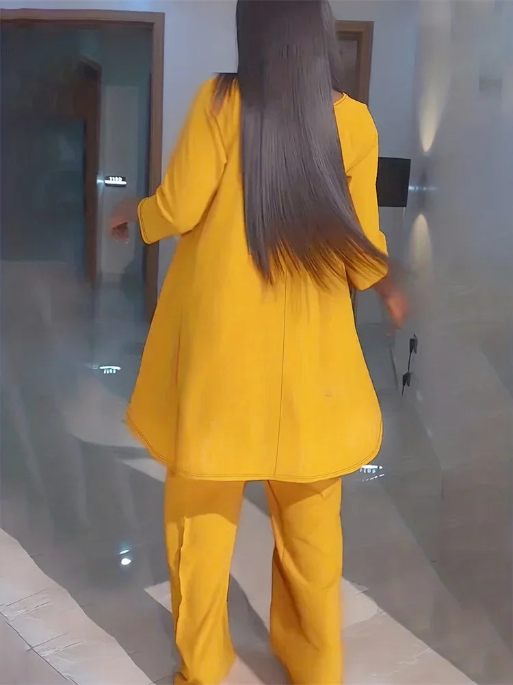 Plus Size Pants Sets Women Two Piece Set