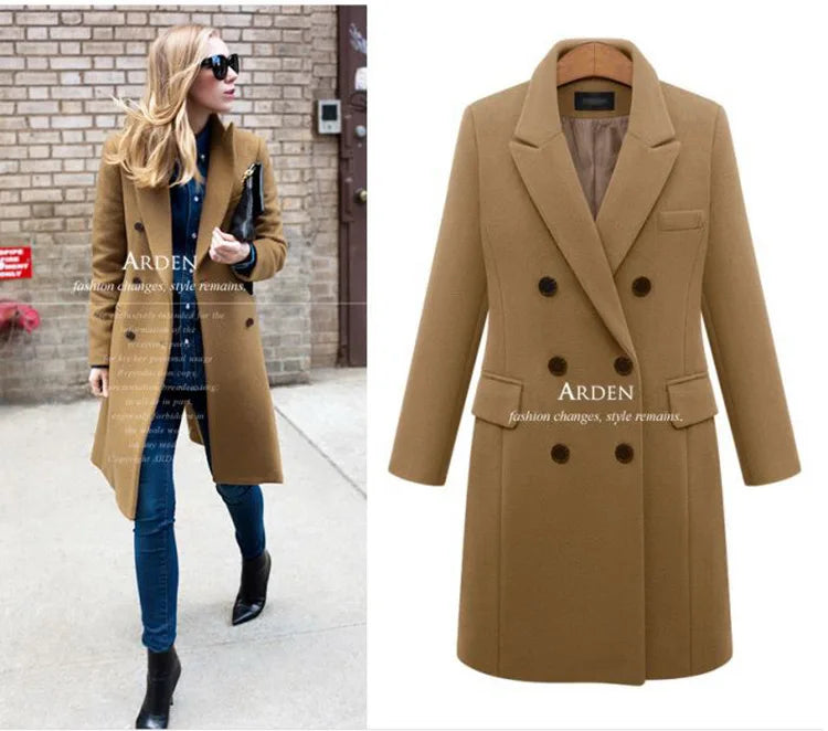 Mid-Length Autumn and Winter Coat Double Breasted