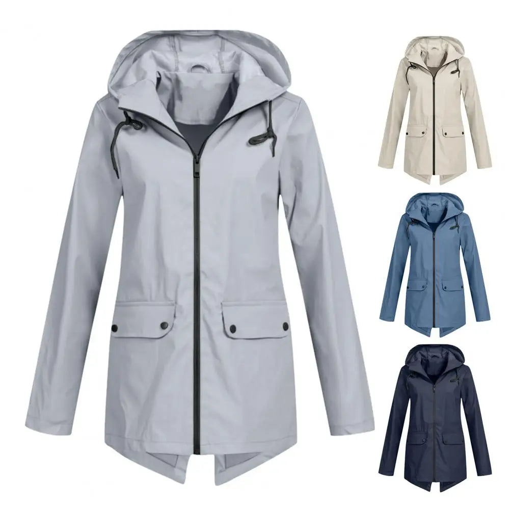 Women Mid-length Coat/Hooded Windbreaker