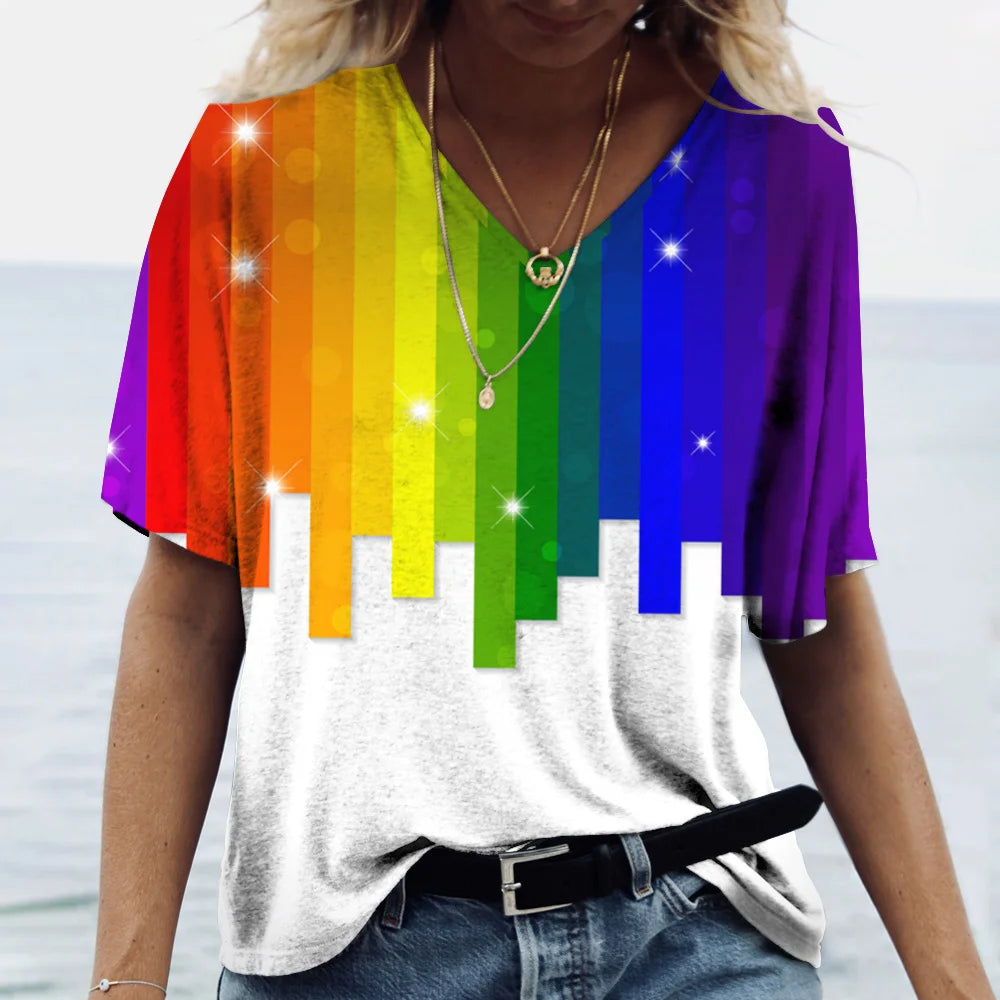 Women's T-shirt Rainbow Print