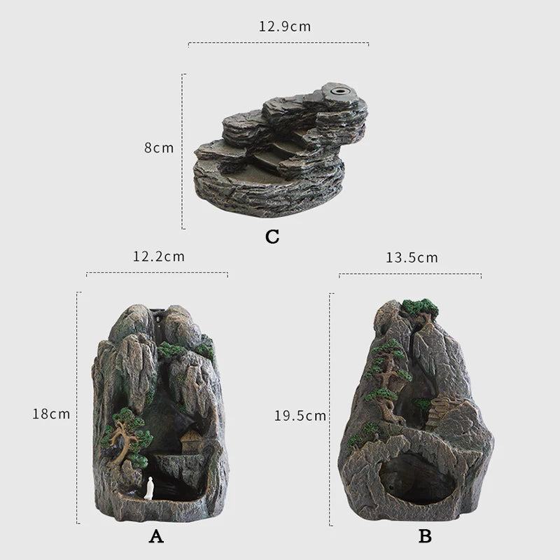 Multi style Mountains River Waterfall Incense Burner Fountain