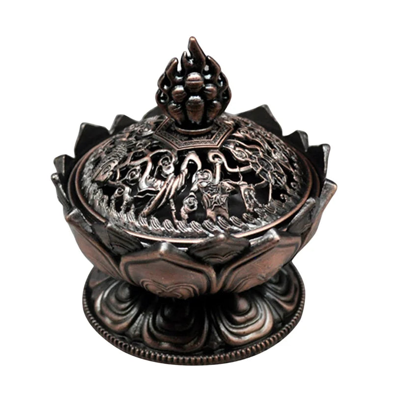 Alloy Incense Burner Chinese Buddha Lotus Flower