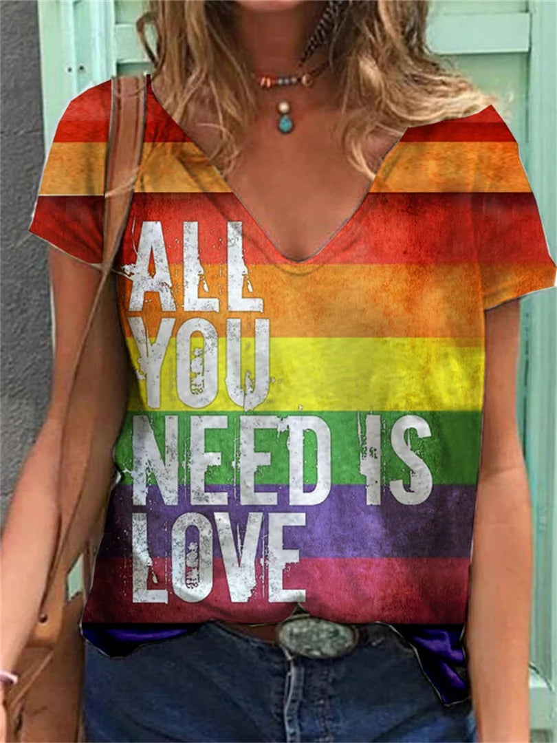 Women's T-shirt Rainbow Print