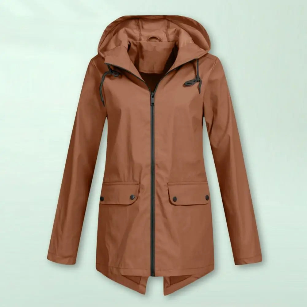 Women Mid-length Coat/Hooded Windbreaker