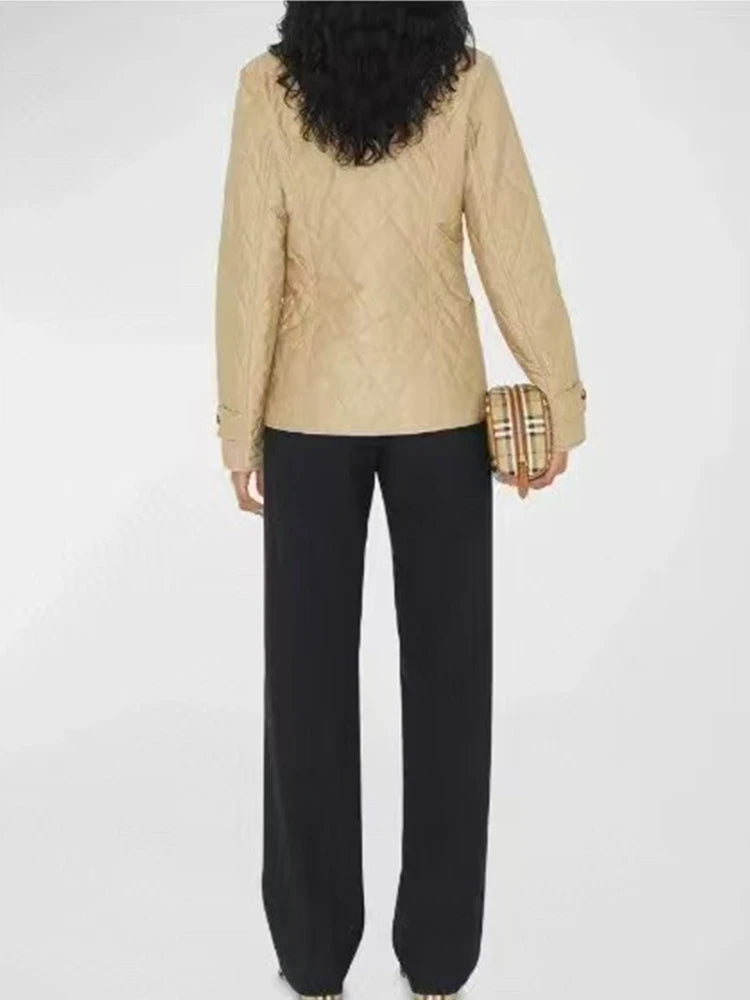 Designer retro diamond collar cotton-padded jacket