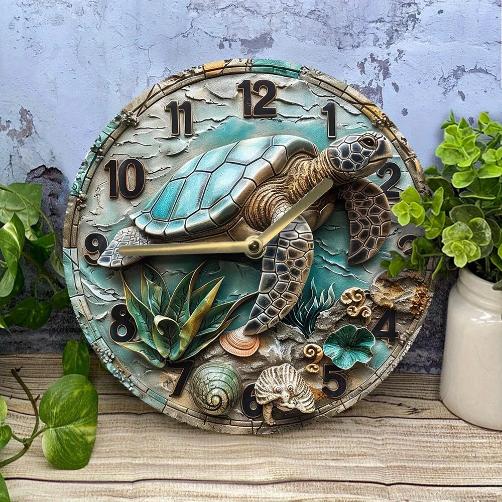 Aluminum Wall Clock/Turtle Design