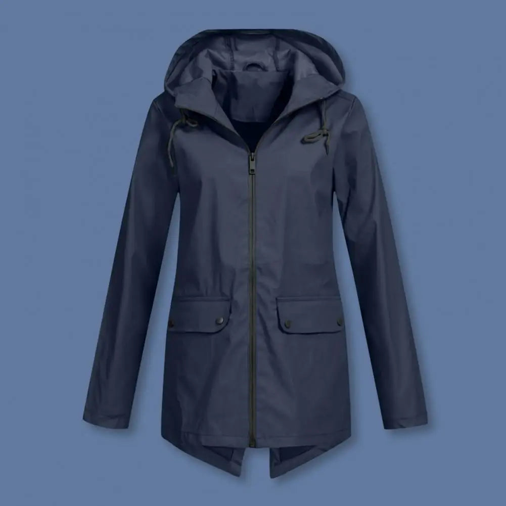Women Mid-length Coat/Hooded Windbreaker