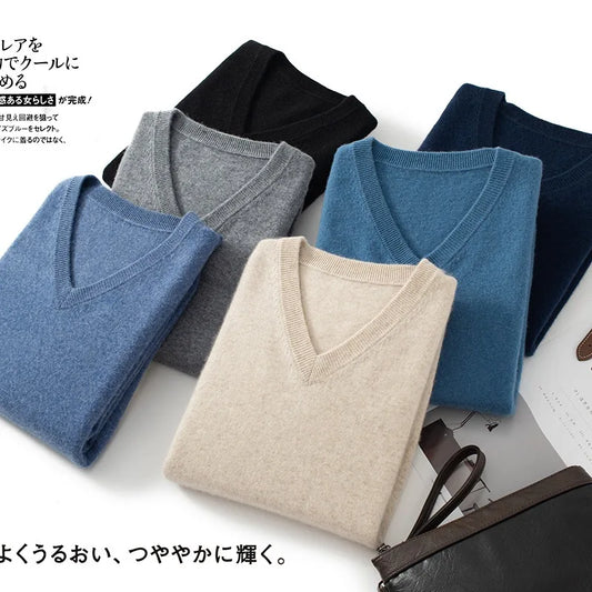 Plus Size 5XL Men's Cashmere V-neck Pullover
