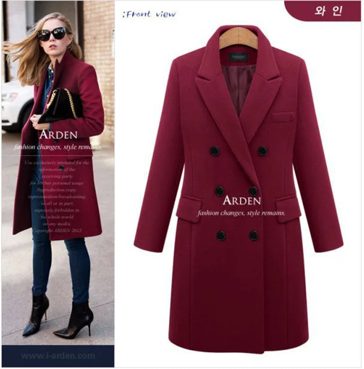 Mid-Length Autumn and Winter Coat Double Breasted