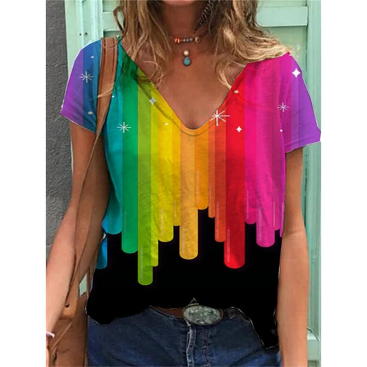 Women's T-shirt Rainbow Print