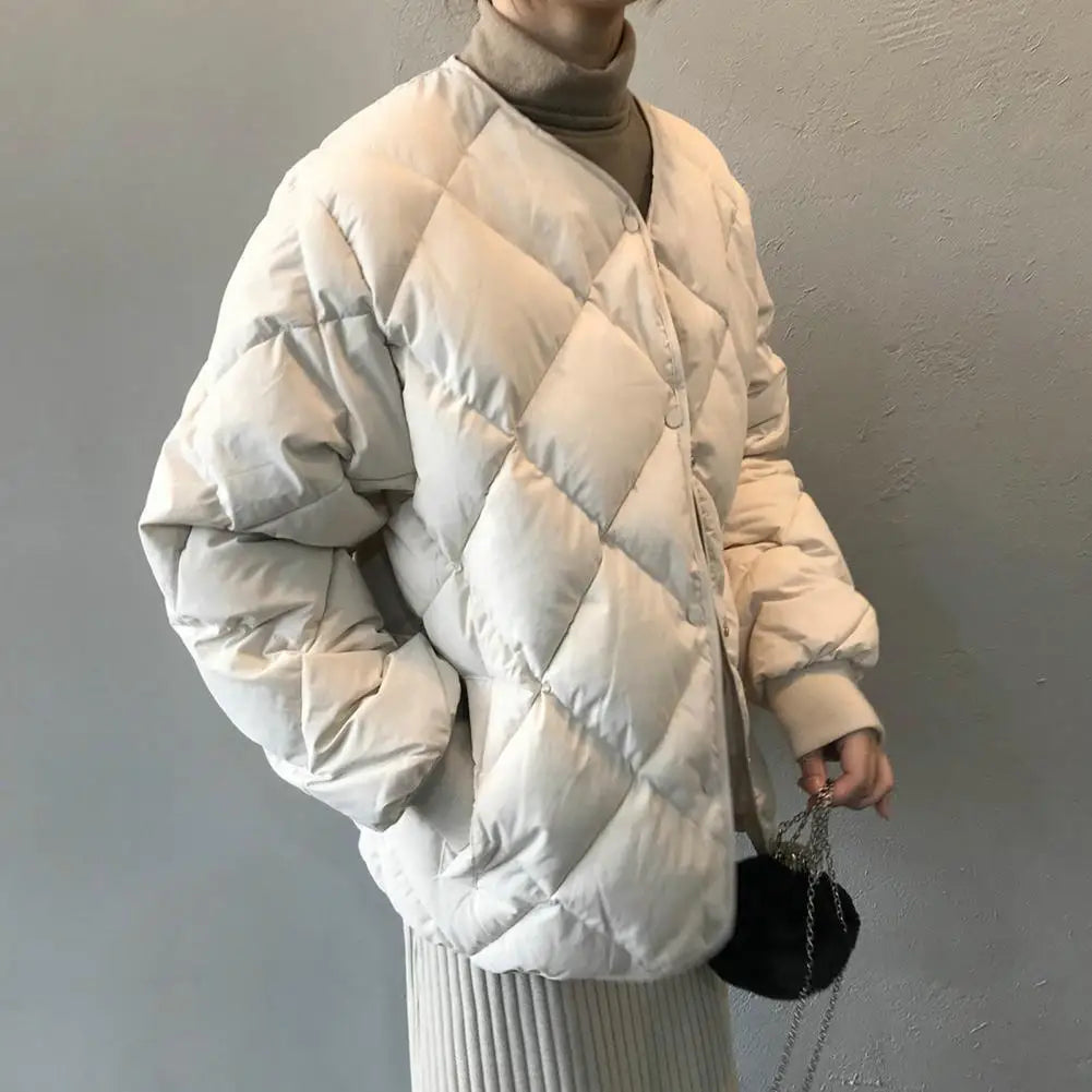 Women Lightweight Coat /V-neck Padded Winter Coat
