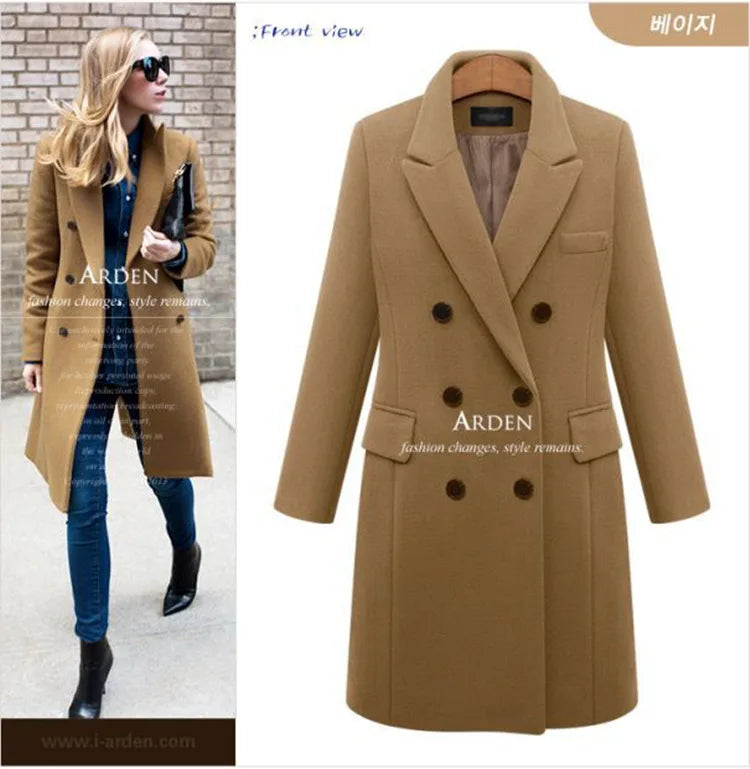 Mid-Length Autumn and Winter Coat Double Breasted