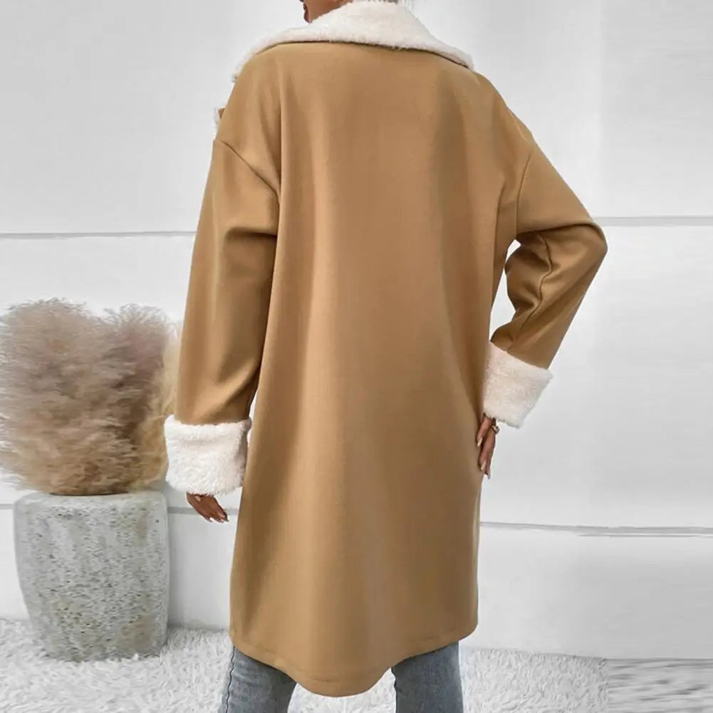 Feminine Winter Jacket Women's Double-breasted Mid Length Overcoat