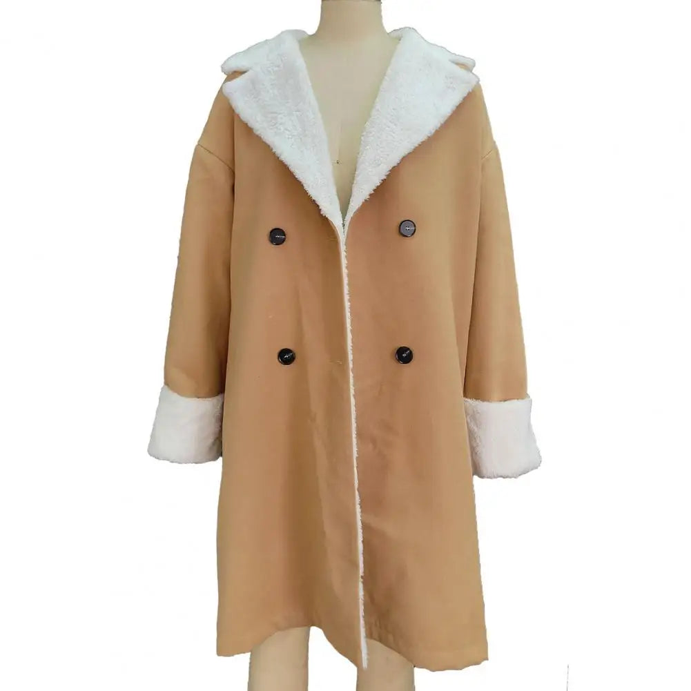 Feminine Winter Jacket Women's Double-breasted Mid Length Overcoat