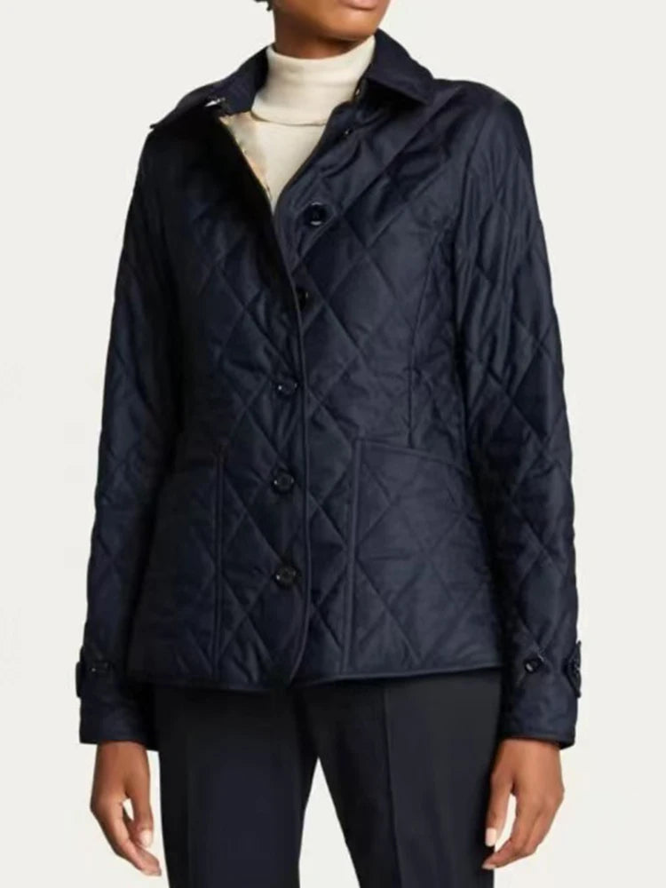 Designer retro diamond collar cotton-padded jacket