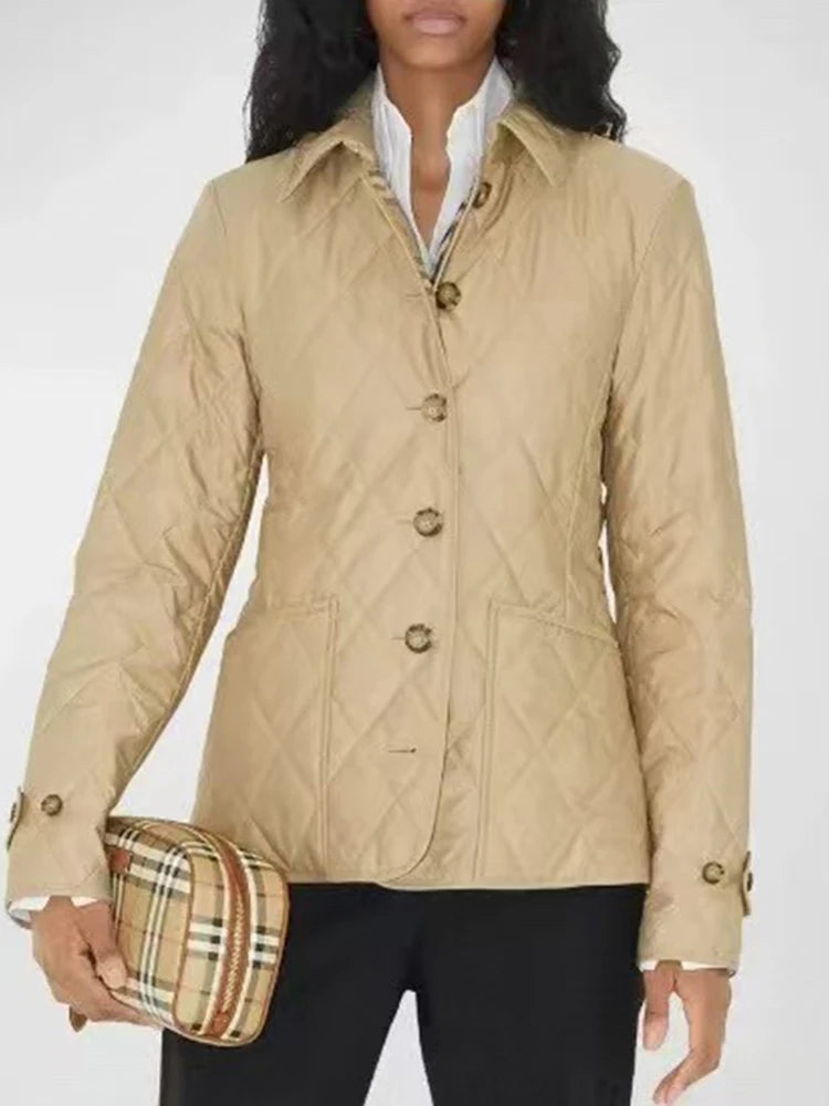 Designer retro diamond collar cotton-padded jacket
