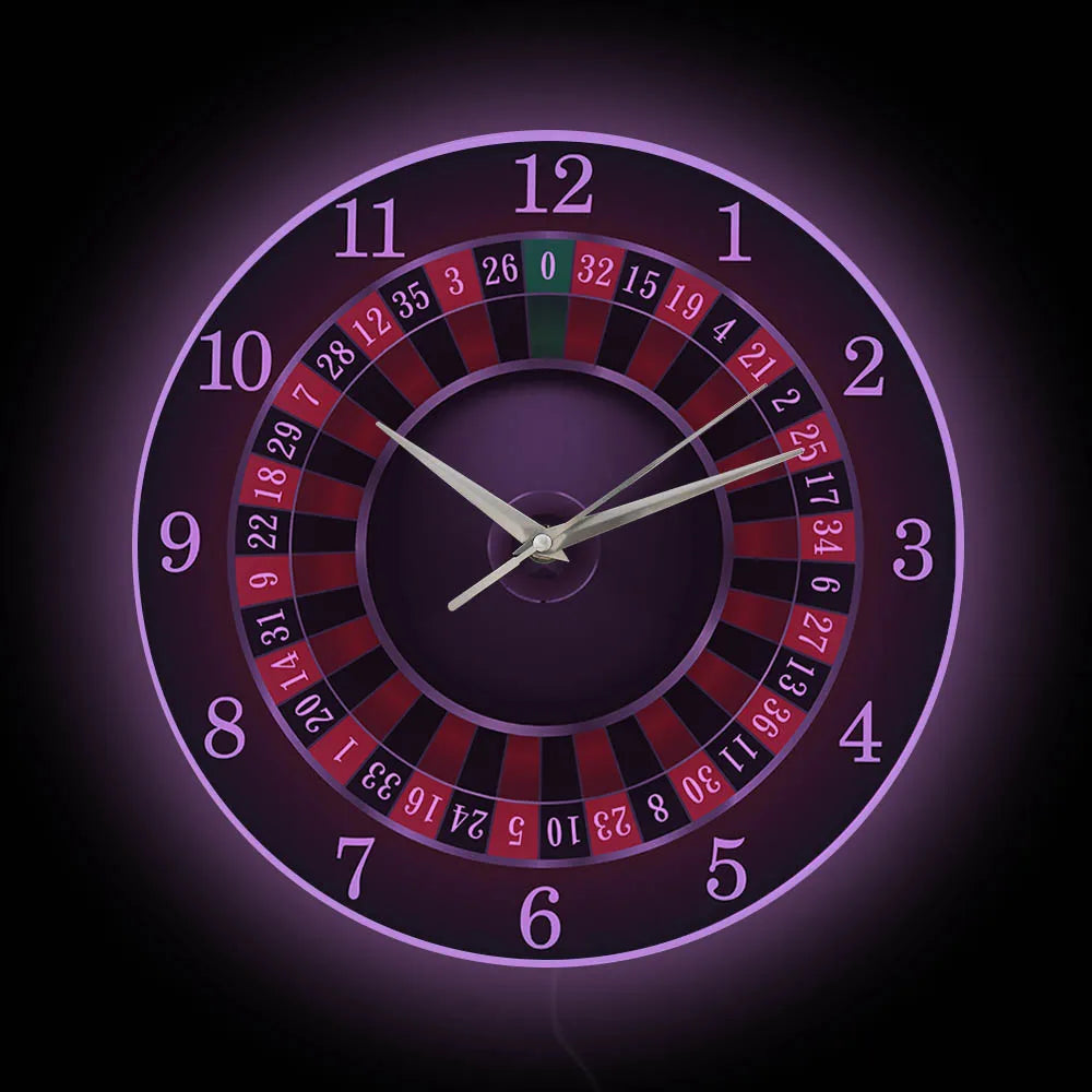 Poker Roulette Silent Non Ticking Wall Clock