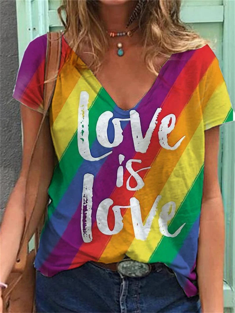 Women's T-shirt Rainbow Print