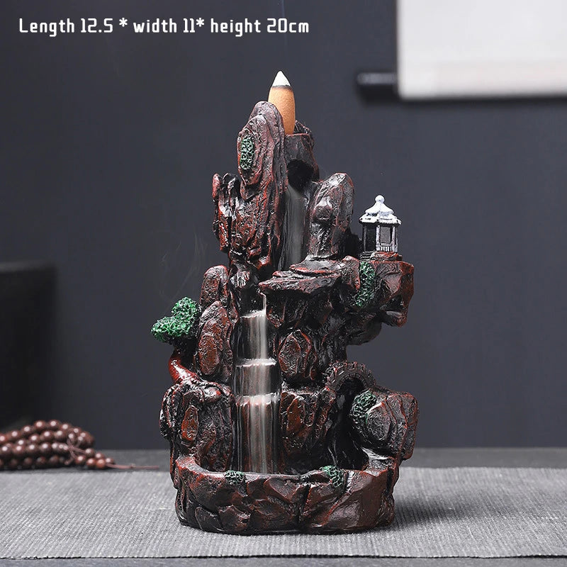 Multi style Mountains River Waterfall Incense Burner Fountain
