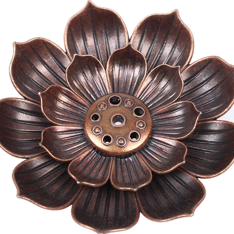 Alloy Incense Burner Stick Holder  Buddhism Coil Lotus Censer
